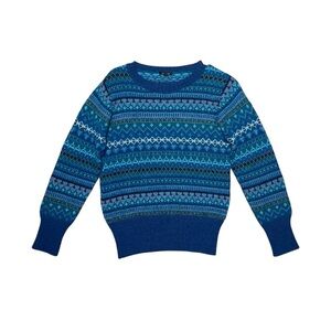 Novica Sweater Women’s Size Small Blue Green Fair Isle Alpaca‎ Knit Winter Cozy